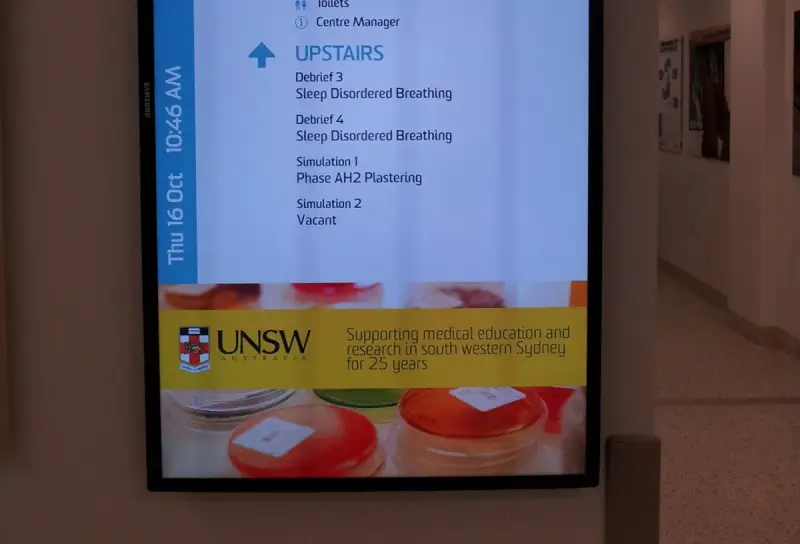 Digital room and event information display at UNSW